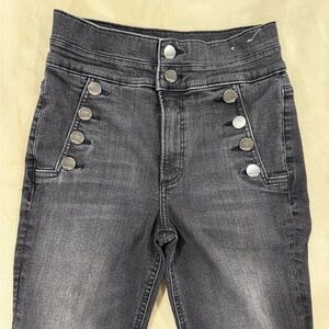 Express High Rise Gray Jeans with Button Detail